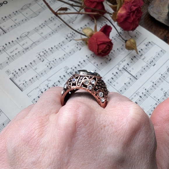 Vintage Copper and Silver Statement Ring Size 10 - Picture 2 of 11